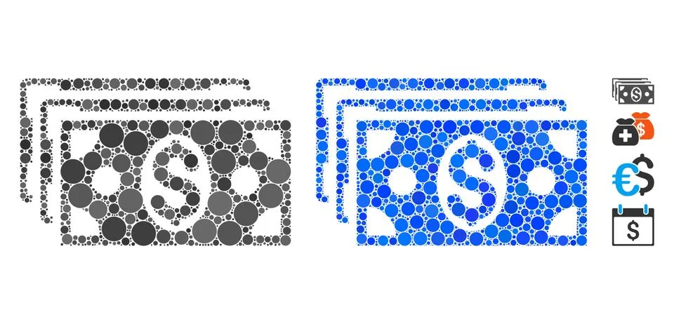 Dollar Banknotes Composition Icon of Spheric Items Stock Illustration