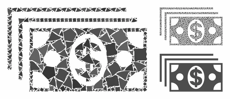 Dollar banknotes Composition Icon of Unequal Parts イラスト素材
