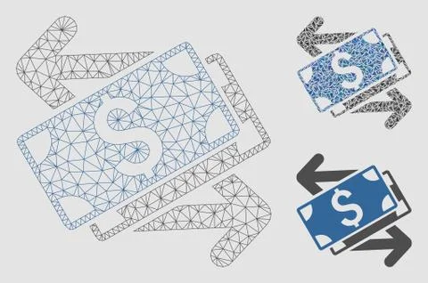 Dollar Banknotes Exchange Vector Mesh 2D Model and Triangle Mosaic Icon Illustrazione stock
