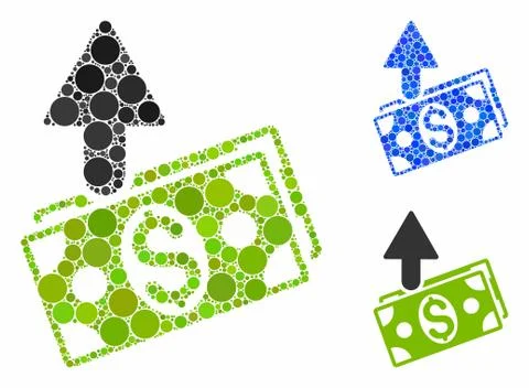 Dollar banknotes expences Composition Icon of Spheric Items 스톡 일러스트