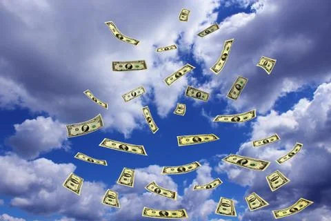Dollar banknotes flying away in the sky Stock Illustration