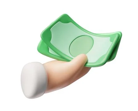 Dollar banknotes in hand, vector cartoon green paper bills saving in arm Stock-Illustration