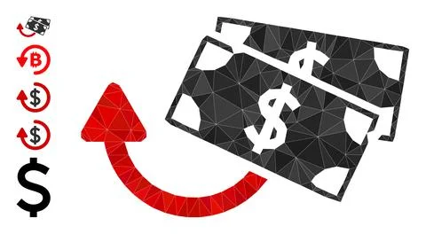 Dollar Banknotes Refund Triangle Icon and Other Icons 스톡 일러스트