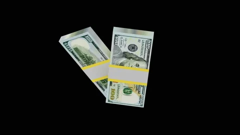 Dollar banknotes rotate and alpha channel in 3D animation. Stock Footage 159657021