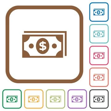 Dollar banknotes simple icons Stock Illustration
