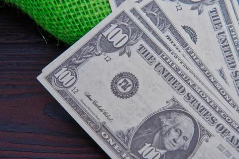 Dollar banknotes on a table Stock Photos