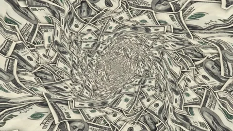 Dollar Banknotes Tunnel Background, Animation, Loop Stock Footage 281601911