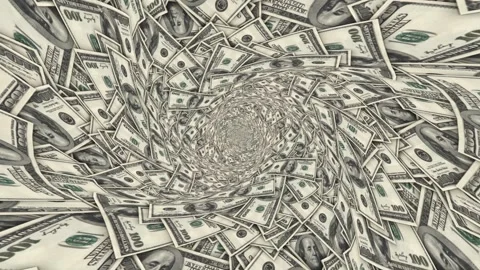 Dollar Banknotes Tunnel Background, Animation, Loop Video stock 285220355