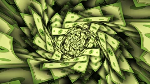 Dollar Banknotes Tunnel Background, Animation, Loop Stock Footage 291860165