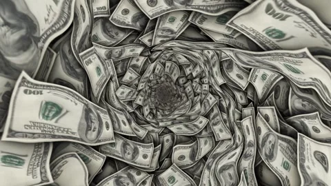 Dollar Banknotes Tunnel Background, Animation, Loop 库存影片 299575421