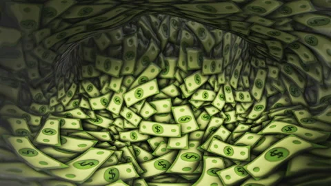 Dollar Banknotes Tunnel Background, Animation, Loop 库存影片 316745705