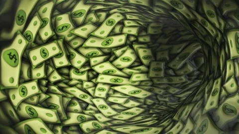 Dollar Banknotes Tunnel Background, Animation, Loop 库存影片 316746888