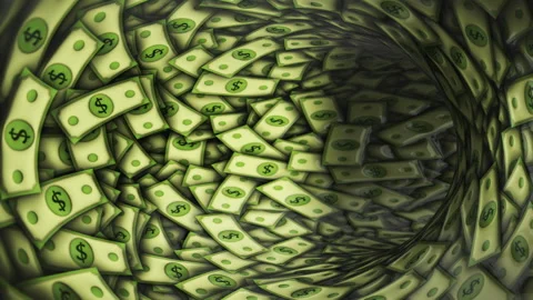 Dollar Banknotes Tunnel Background, Animation, Loop 库存影片 316749236