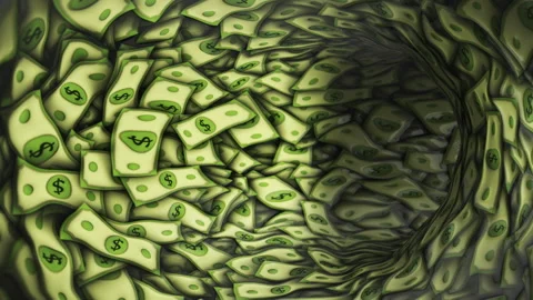 Dollar Banknotes Tunnel Background, Animation, Loop Stock Footage 317272400