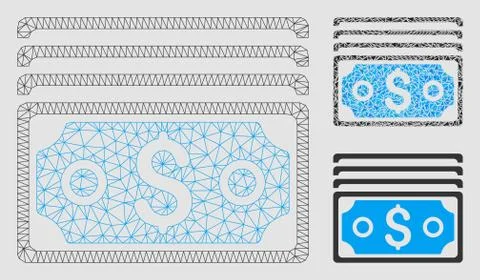 Dollar Banknotes Vector Mesh Carcass Model and Triangle Mosaic Icon イラスト素材