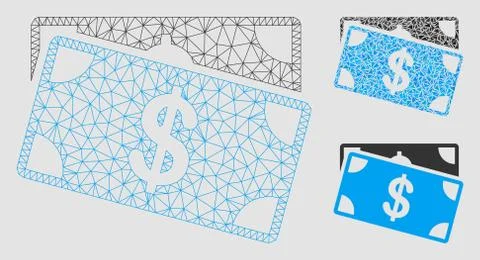 Dollar Banknotes Vector Mesh Network Model and Triangle Mosaic Icon イラスト素材