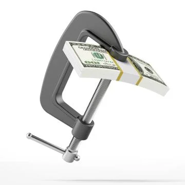 Dollar bill in clamp 库存插图