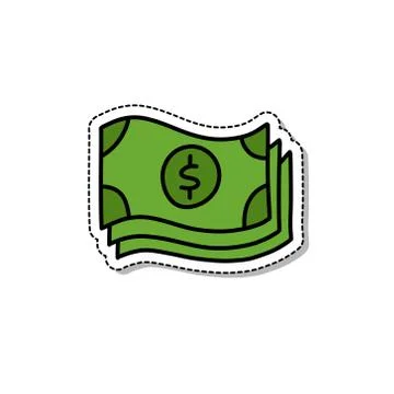 Dollar bill doodle icon, vector sticker illustration Illustrazione stock