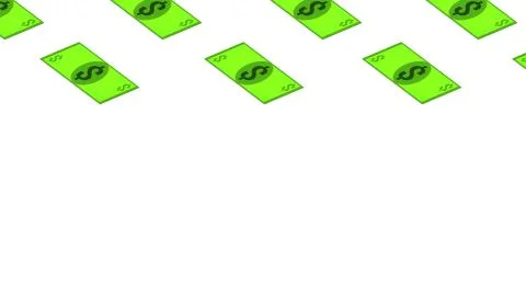 Dollar bill falls on a white background, isometric, isolate Stock Illustration
