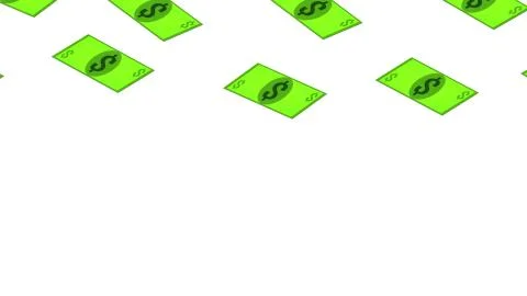 Dollar bill falls on a white background, isometric, isolate Stock Illustration