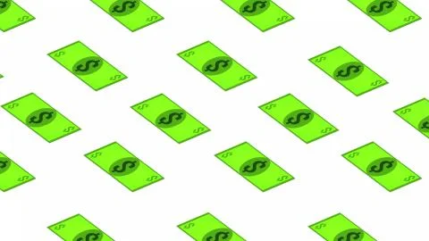 Dollar bill falls on a white background, isometric, isolate Stock-Illustration