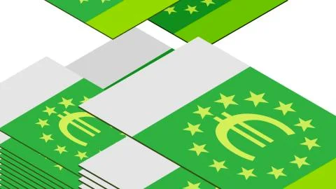 Dollar bill falls on a white background, isometric, isolate Stock Illustration