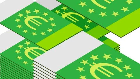 Dollar bill falls on a white background, isometric, isolate Stock Illustration