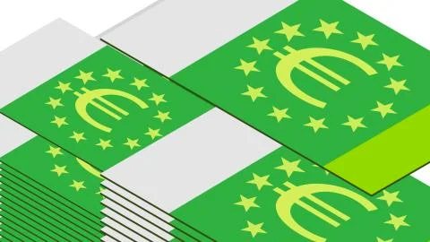 Dollar bill falls on a white background, isometric, isolate Stock Illustration