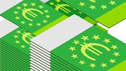 Dollar bill falls on a white background, isometric, isolate Stock Illustration