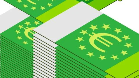 Dollar bill falls on a white background, isometric, isolate Stock Illustration