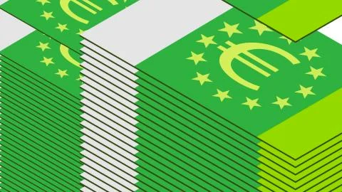 Dollar bill falls on a white background, isometric, isolate Stock Illustration