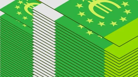 Dollar bill falls on a white background, isometric, isolate Stock Illustration