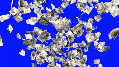 Dollar Bill Flying Towards Camera Bluescreen - High Quality Stock Footage Stock Footage 310739622