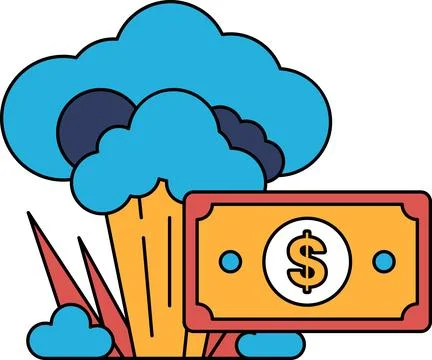 A dollar bill is on the ground next to a cloud of smoke Stock Illustration