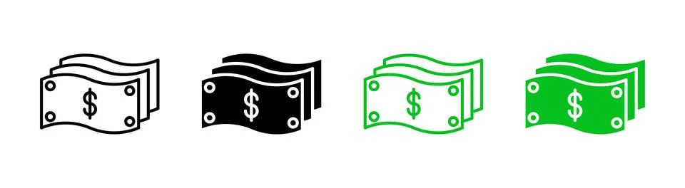 Dollar bill icon. Cash stack vector illustration. Money currency symbol. Ba.. Stock Illustration