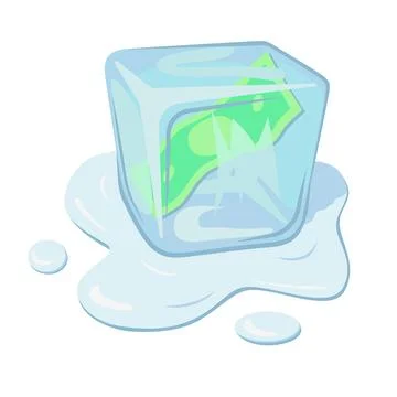 Dollar bill inside an ice cube. Stock Illustration