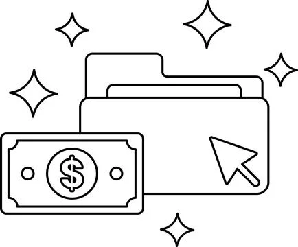 A dollar bill is next to a folder with a dollar sign on it Stock Illustration
