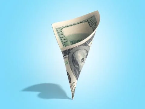 Dollar bill paper envelope 3d render on blue gradient Stock Illustration