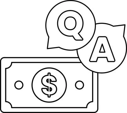 A dollar bill with a question mark and an A on it Stock Illustration