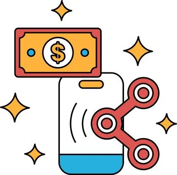 A dollar bill is on top of a cell phone Stock Illustration