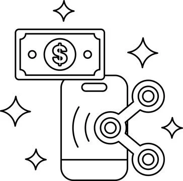 A dollar bill is on top of a cell phone Stock Illustration