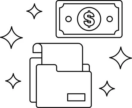 A dollar bill is on top of a folder Stock Illustration