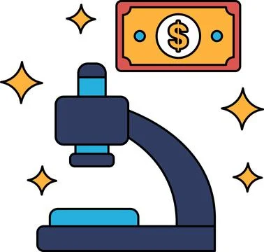 A dollar bill is on top of a microscope Stock Illustration