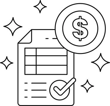 A dollar bill is on top of a piece of paper with a check mark Stock Illustration