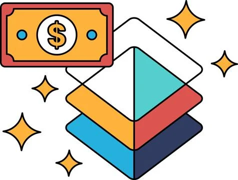 A dollar bill is on top of a stack of dollar bills Stock Illustration