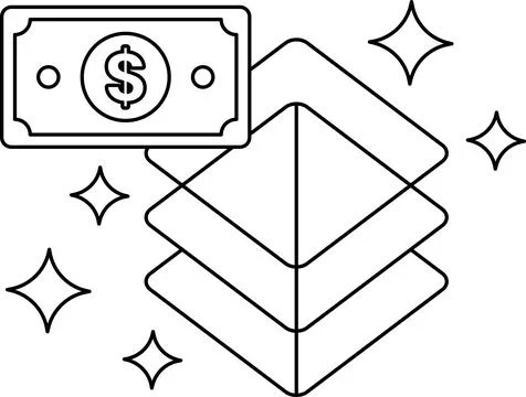 A dollar bill is on top of a stack of dollar bills Stock Illustration