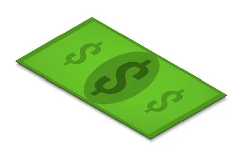 Dollar bill on a white background, isolate, isometry Stock Illustration