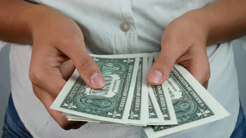 Dollar bills of 1 dollars Stock Footage 234130165