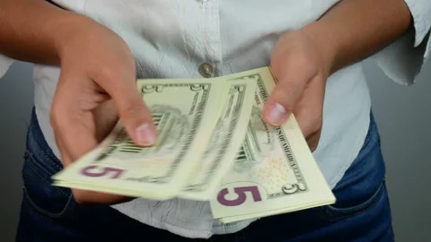 Dollar bills of 5 dollars Stock Footage 234131450