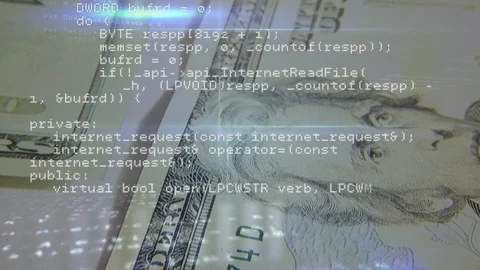Dollar bills and program codes Stock Footage 107682212